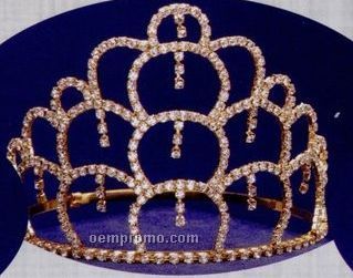 5" Austrian Crystal Rhinestone Tiara With Multiple Dangles