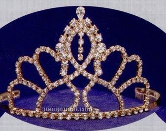 3 7/8" Austrian Crystal Rhinestone Tiara With Single Dangle