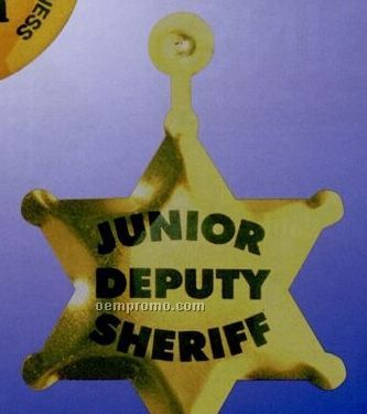6 Point Star With Pin Plastic Coated Metal Litho Tab (2-5/8")