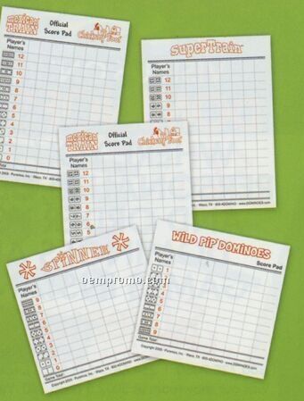 Mexican Train/ Chickenfoot Dual Use Score Pad For Dominoes With Dots