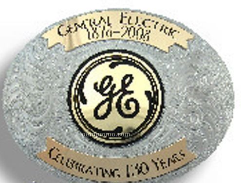 German Silver Belt Buckle W/ Gold Imprint Area