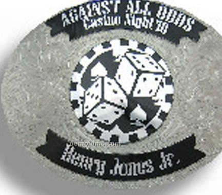 German Silver Belt Buckle W/ Black Imprint Area