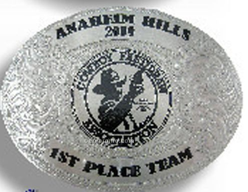 German Silver Belt Buckle W/ Black Imprint