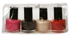 Four 0.25 Fluid Ounce Nail Polish Bottles In Plastic Snap-top Bag