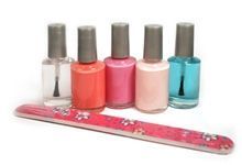 Five 0.50 Fl. Oz. Nail Polish Bottles & 7" Emery Board In Plastic Zip Bag