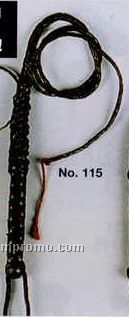 8' Braided Leather Bull Whip W/ Brass Stud & Knotted Handle