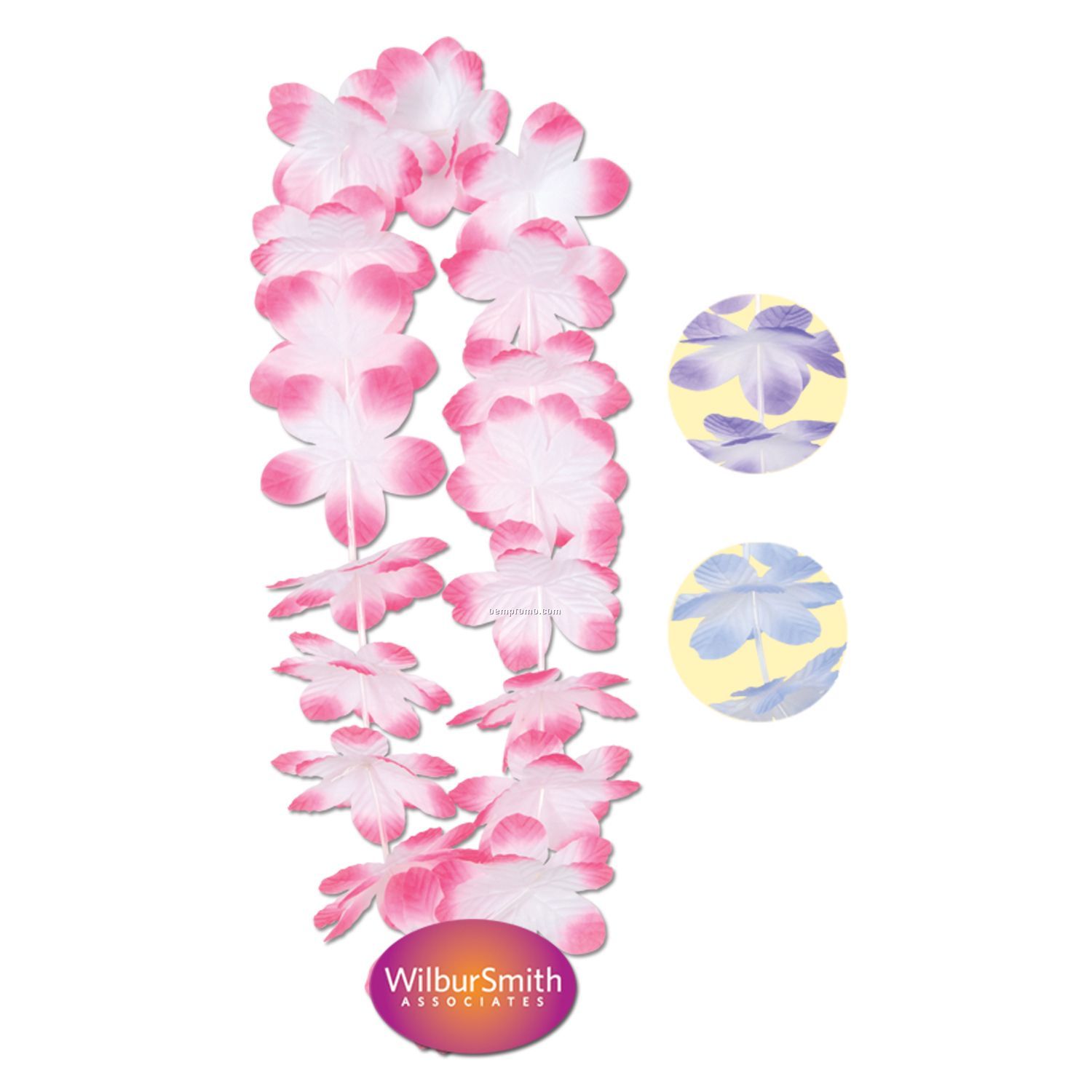 34" Kiwi Mango/ Island Flower Leis W/2 1/2" Plastic Medallion