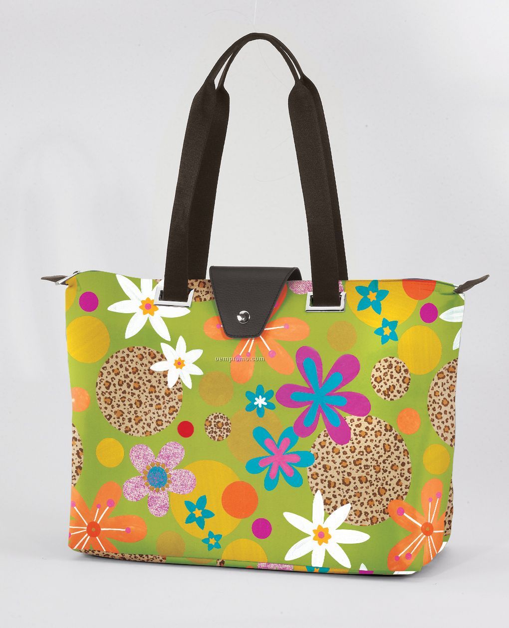 Hampton Fold-up Tote Bag - Green Leopard Floral Pattern Hampton Fold-up Tote Bag - Green Leopard Floral Pattern