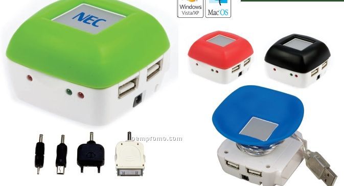 Mobile Charger W/ 4-port USB Hub (2 1/5"X2 1/2"X1 5/8")