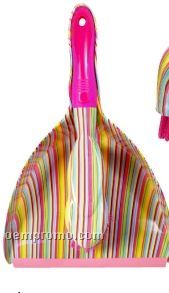 Bright Stripe Dust Pan W/ Hand Broom