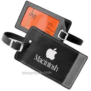 Two Tone Leatherette Black Luggage Tag