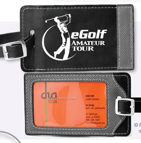 Two Tone Leatherette Black Luggage Tag (Overseas 8-10 Weeks)