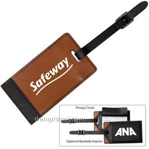 Two Tone Leatherette Tan Luggage Tag