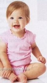 Rabbit Skins Infant Girl's 1x1 Baby Rib Creeper W/ Ruffled Trim