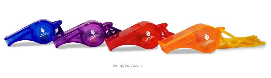 2" Neon Colored Transparent Whistles