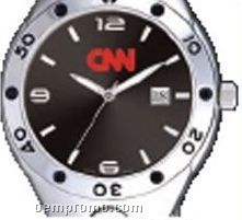 Pedre Men's Black Dial Monaco Metal Watch W/ Stainless Steel Bracelet