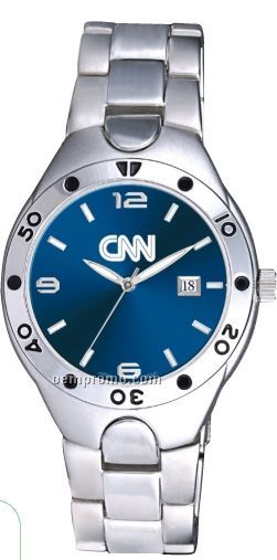 Pedre Men's Blue Dial Monaco Metal Watch W/ Stainless Steel Bracelet