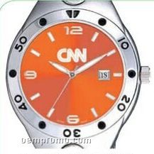 Pedre Men's Orange Dial Monaco Metal Watch W/ Stainless Steel Bracelet