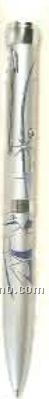 LED Torch Light W/ Projector Logo (Large Silver Pen)