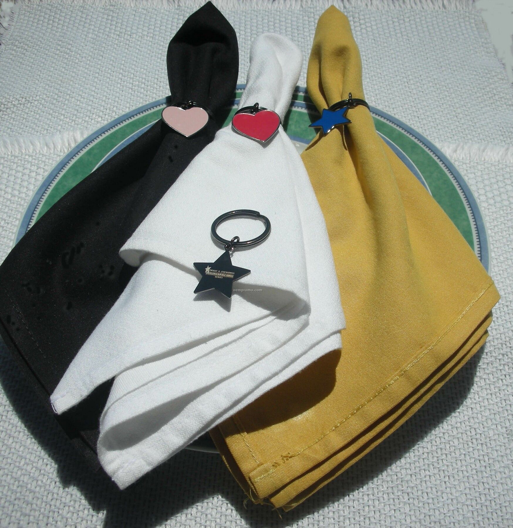 Napkin Rings/ Key Rings (Red Or Pink Heart, Blue Star)