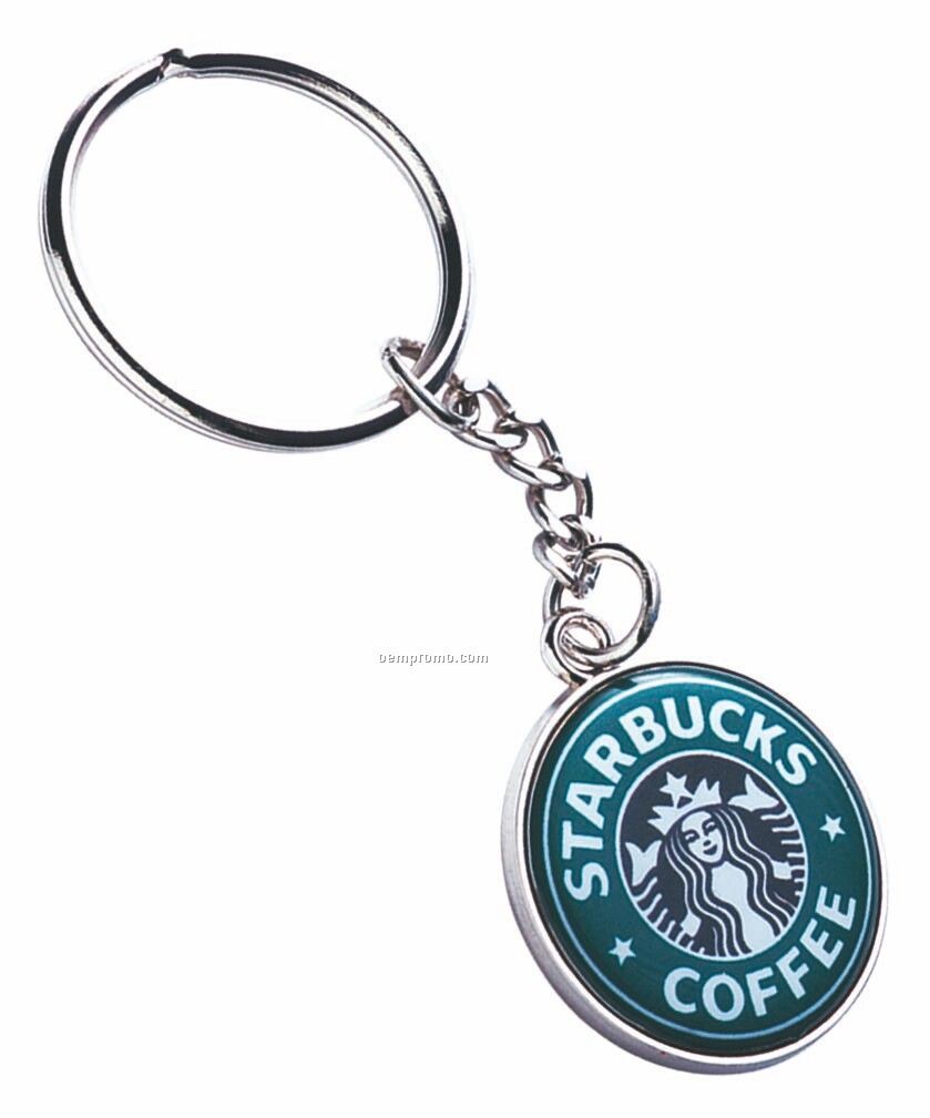 Value Line Round Key Ring (Photo Imaging) W/ Epoxy Dome