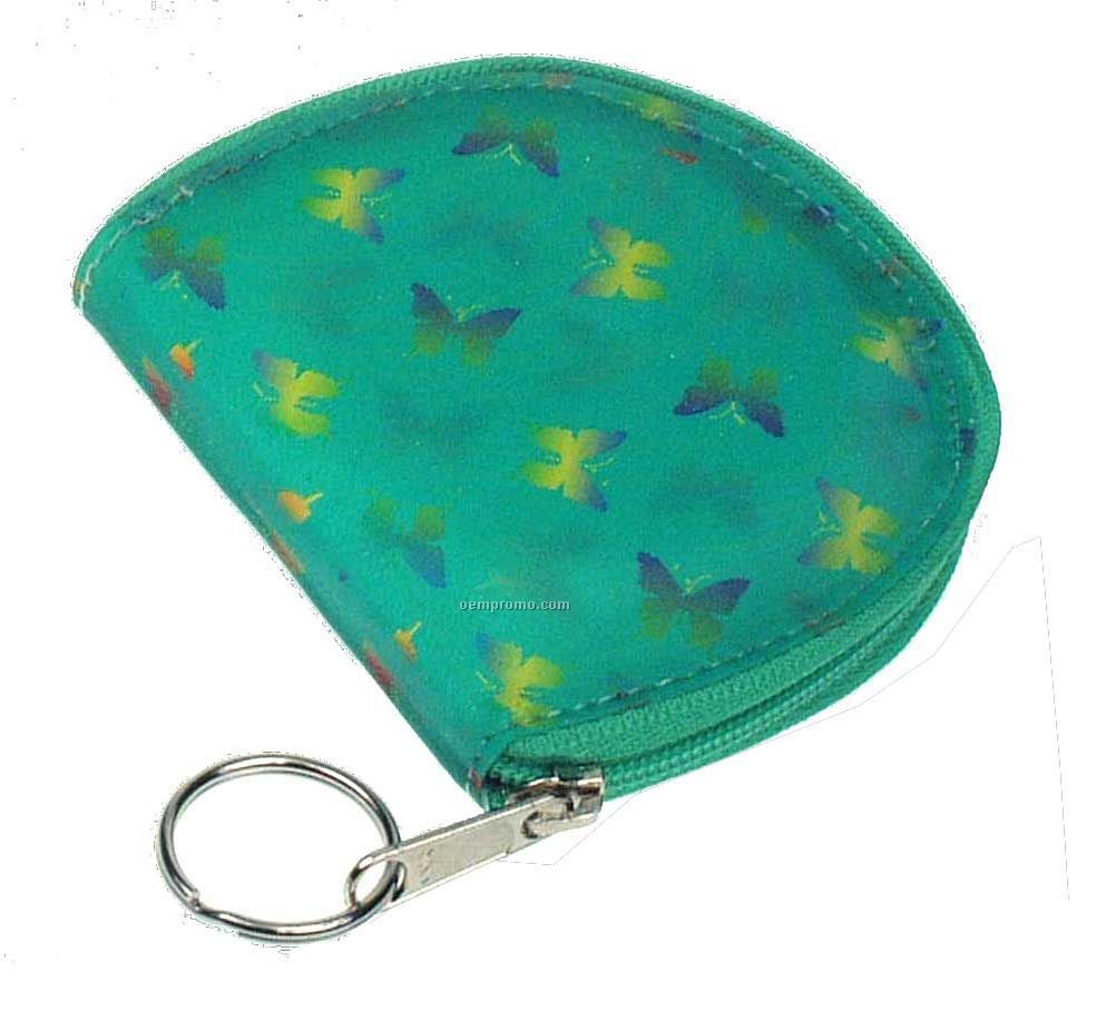 Round Coin Purse W/3d Lenticular Animated Butterflies (Custom)