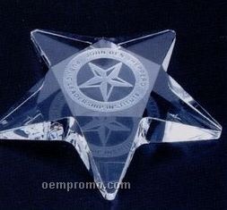 4"X4"X3/4" Crystal Star Paperweight W/ Flat Top (Screened)