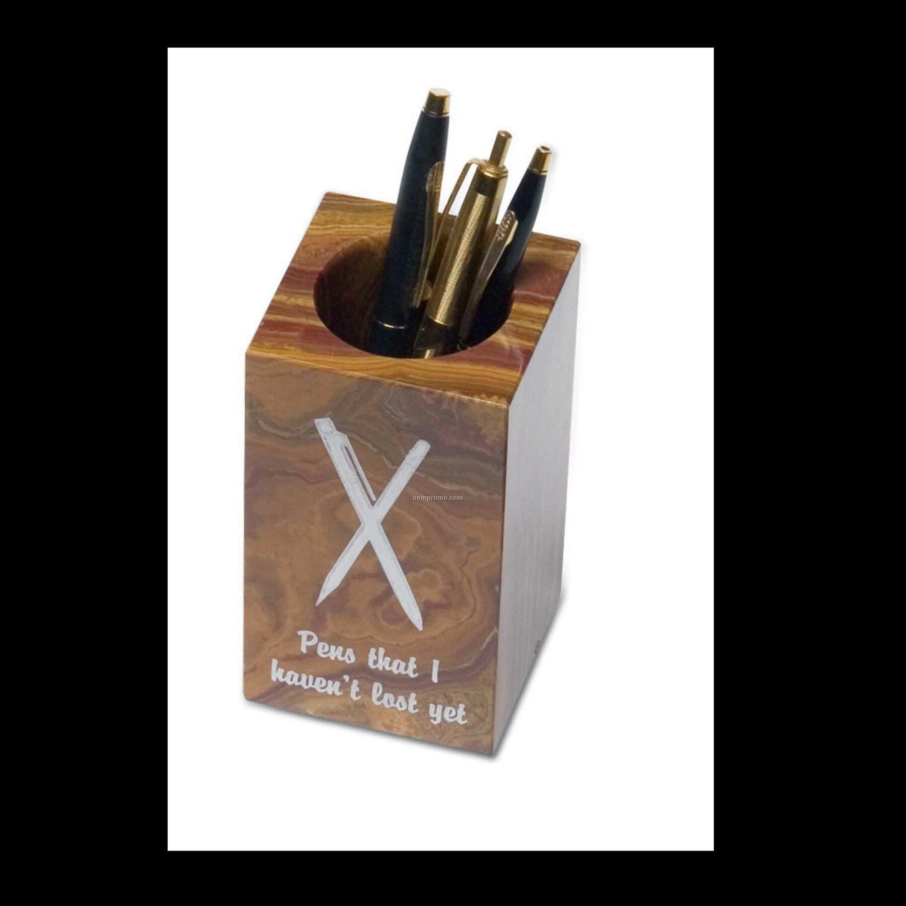 Blank Pencil/ Pen Holder - Swirl Amber Onyx