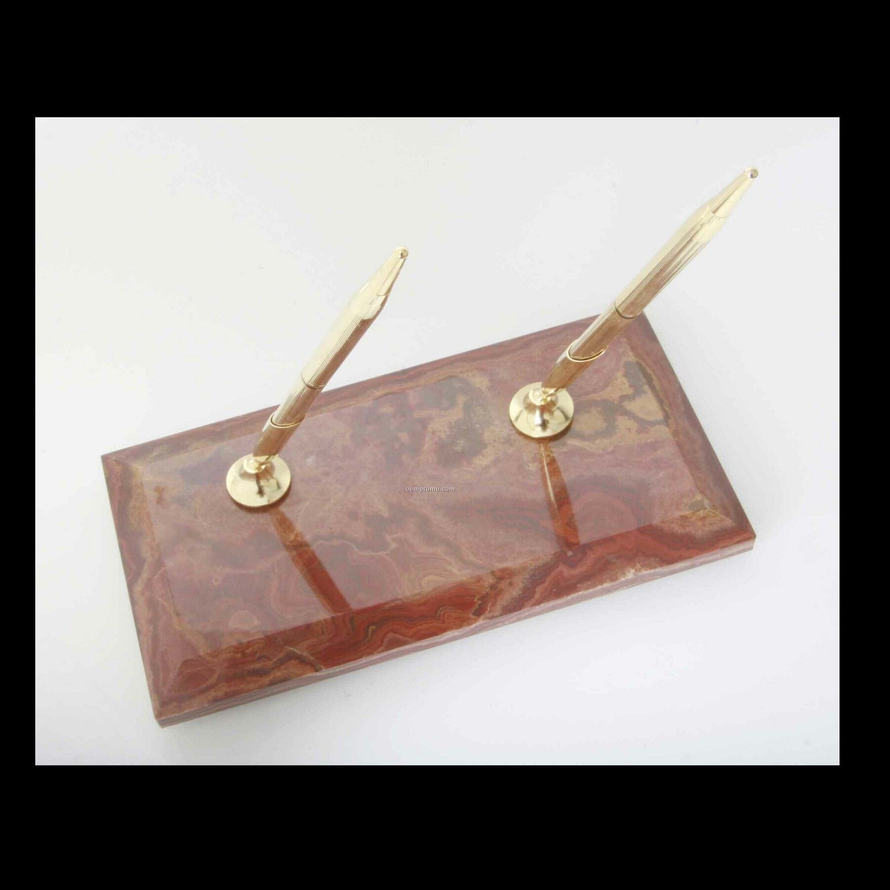 Double Pen Stand - Swirl Amber Onyx