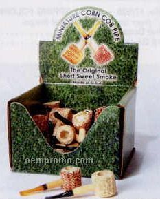 3 Dozen Mini Corncob Pipes W/ Plastic Tub Display