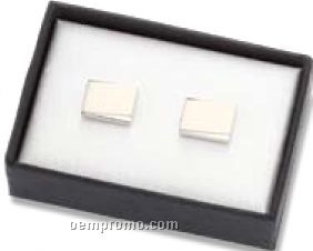 Matte Silver Metal Rectangle Cufflinks