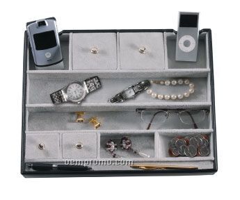 10-1/8"X13-1/8"X2-3/4" Royce Leather Organizer Valet W/ Suede Interior