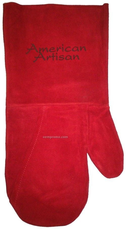 Suede Mitt, Laser Engraved, Washable (Red)