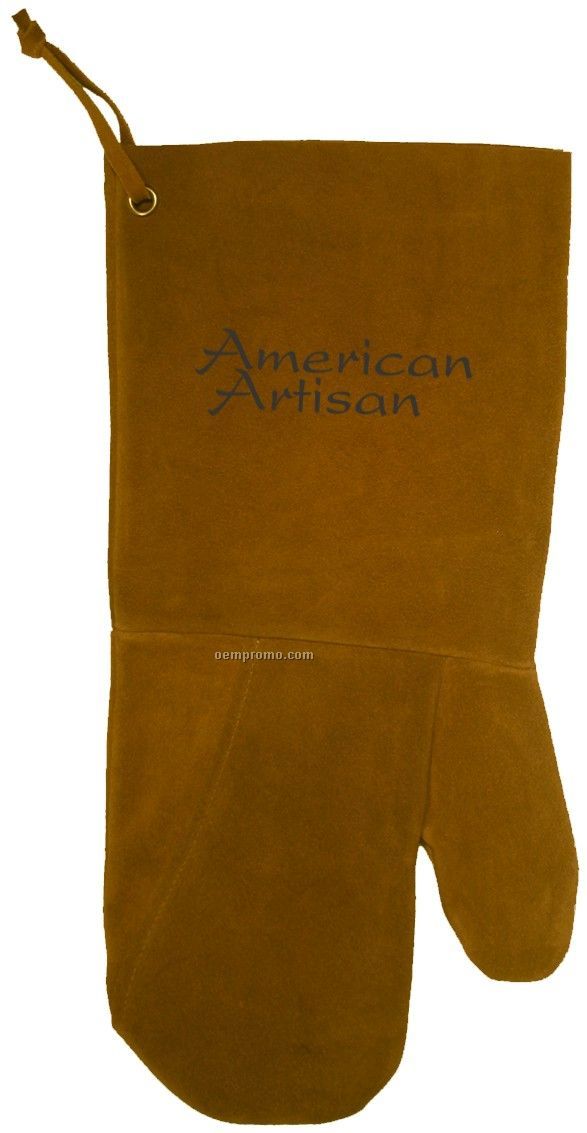 Suede Mitt, Laser Engraved, Washable (Tobacco)