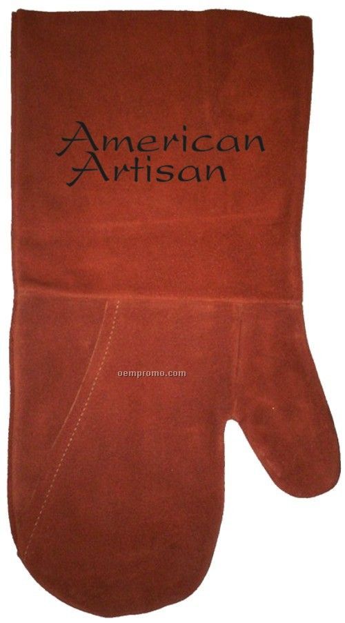 Suede Mitt, Laser Engraved, Washable (Rust)