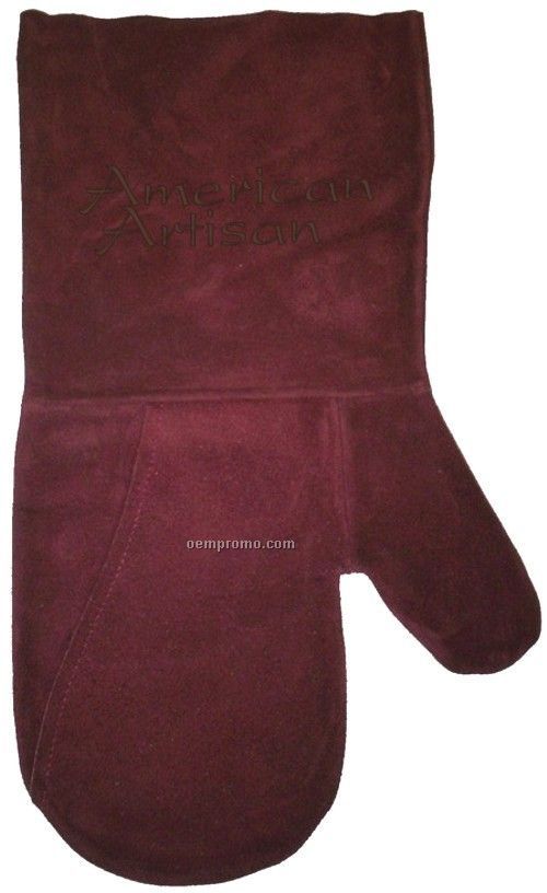 Suede Bbq/ Oven Mitt, Debossed Or Hot Branded (Burgundy)