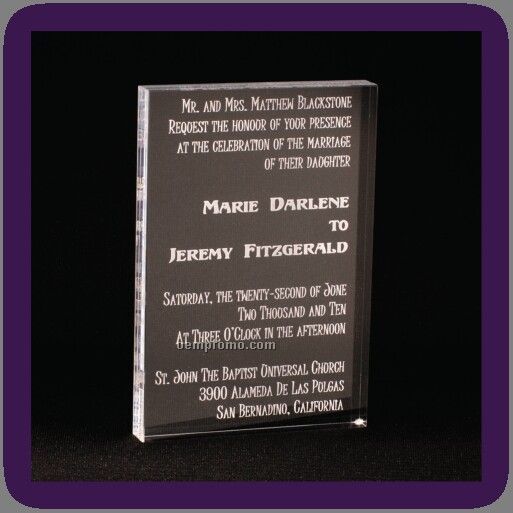 Acrylic Invitation - Custom Laser Engraved & Cut (4"X8"X3/4")