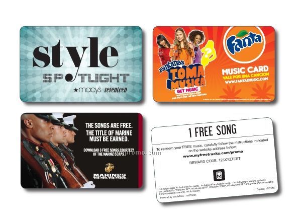 Music Downloads  on Free Music Download Cards   2 Songs