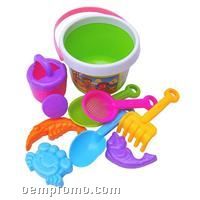 Beach Bucket Set W/Rake & Shovel