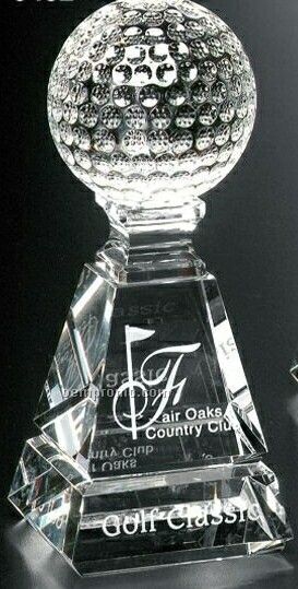 Sports Gallery Crystal Golf Pyramid Award (6")