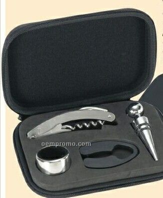 4-piece Wine Set With Zippered Pouch/ Opener & Corkscrew