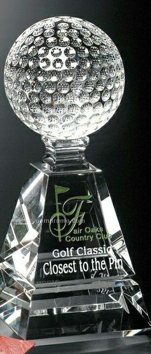 Sports Gallery Crystal Golf Pyramid Award (8")