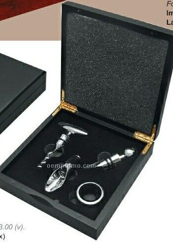 Wine Accessory Set With Bottle Stopper & Corkscrew