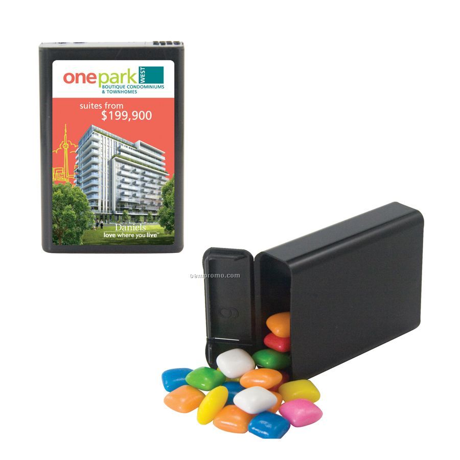 Black Refillable Plastic Mint/ Candy Dispenser With Gum