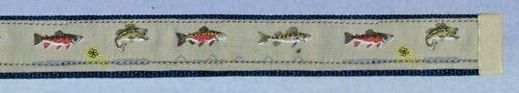 Embroidered Pattern Belt With Adjustable Leather Tip (Freshwater Fish)