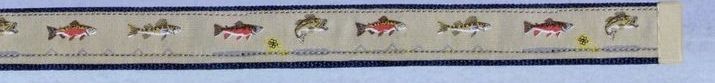 Embroidered Pattern Belt With Leather Tip (Freshwater Fish)