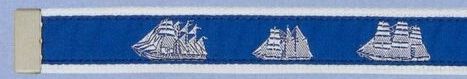 Embroidered Web Belt With Brass Or Silver Tip (Tall Ships)