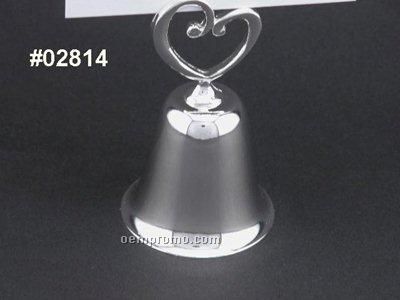 Silver Plated Heart Bell Place Card Holder