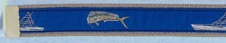 Embroidered Pattern Belt With Adjustable Leather Tip (Bull Dolphin)
