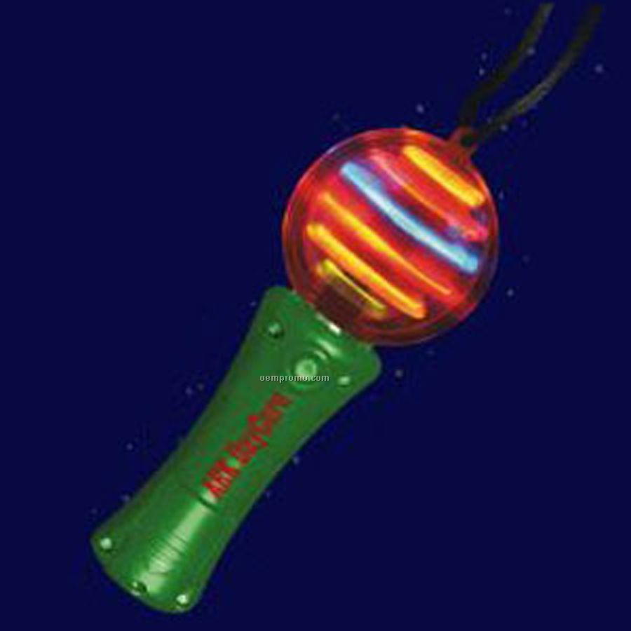 Green Light Up Spinning Wand With Multi-colored LED